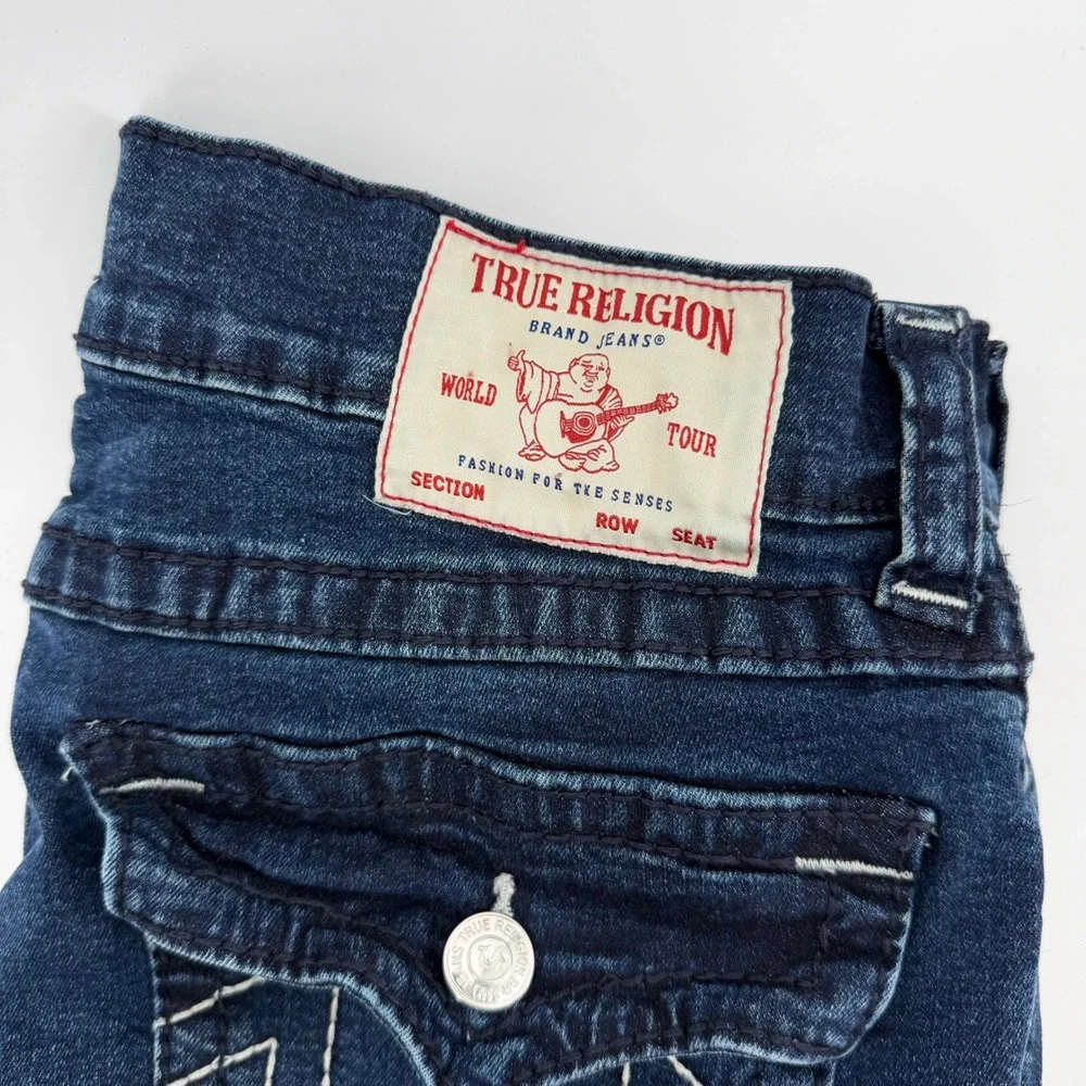 Mens True Religion Ricky Relaxed Straight Dark Wash Big T Flap Pocket 32x32